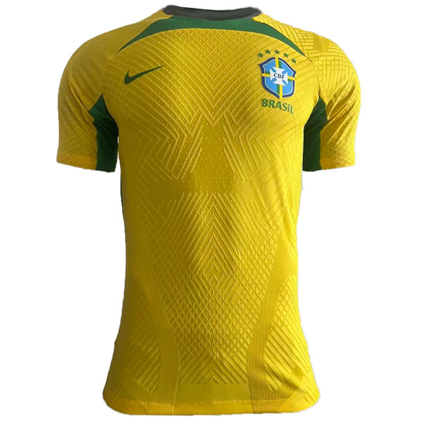 Brazil special edition jersey pre-match training soccer uniform men's football top shirt yellow 2022